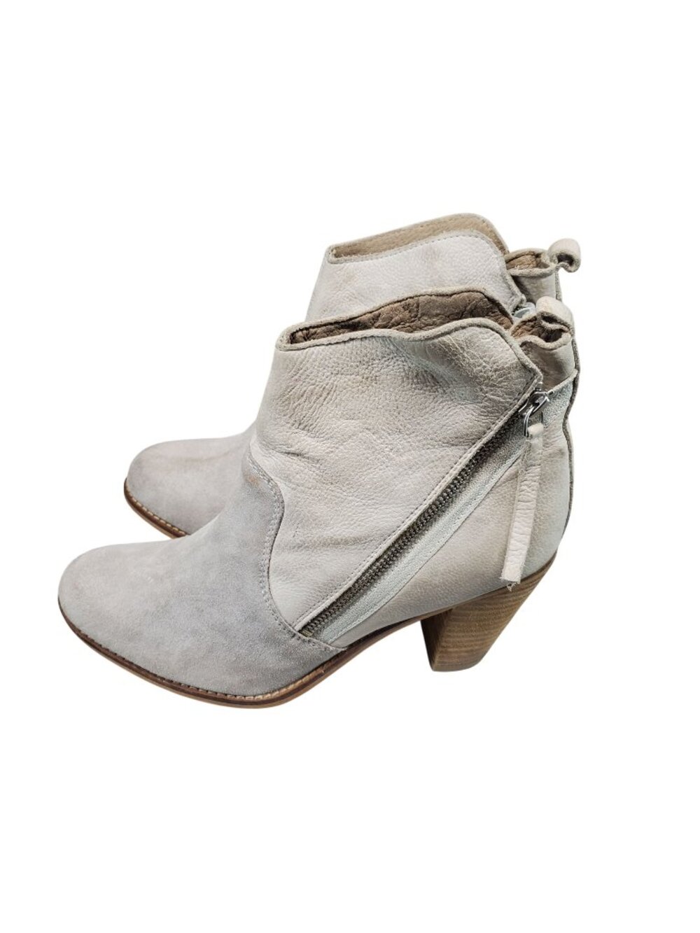 DibaTrue Shoes Womens Size 10 Shady Tree Gray Leather Side Zip Bootie *Read*